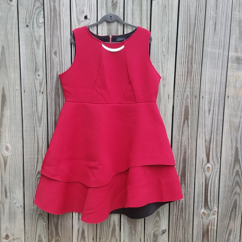 Eloquii Red Peplum Sleeveless Dress